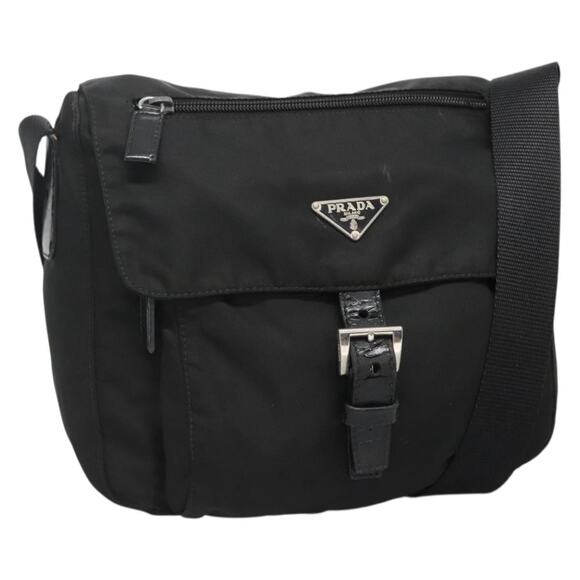 PRADA Shoulder Bag Nylon Black Silver - Picture 1 of 13